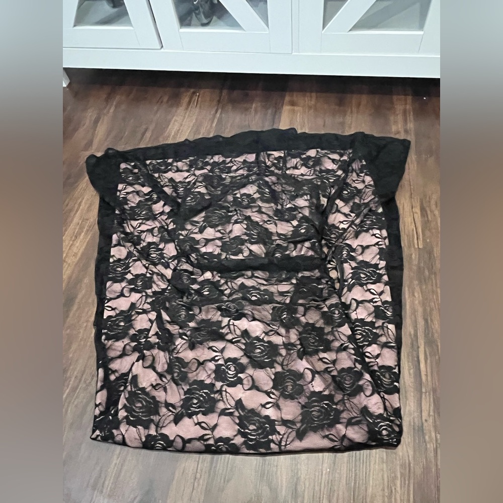 Black calf length mesh floral dress , XS , brand Stheute